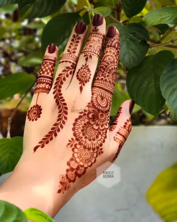 Arabic Net Pattern mehndi design for finger — elegant henna pattern
