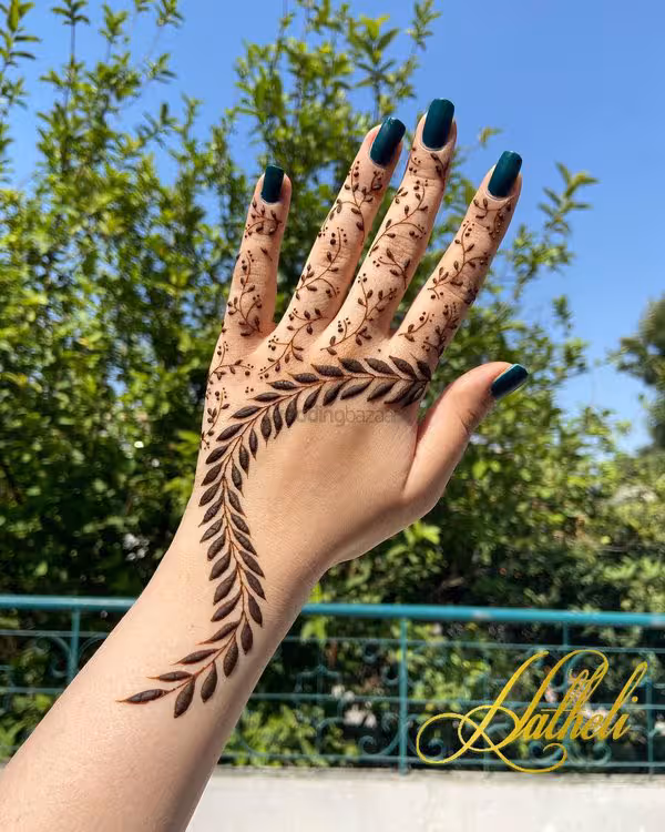 Minimal Ring Pattern mehndi design for full hand — elegant henna pattern
