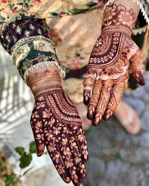 Rajasthani Checkered Fill mehndi design for back hand — traditional henna pattern