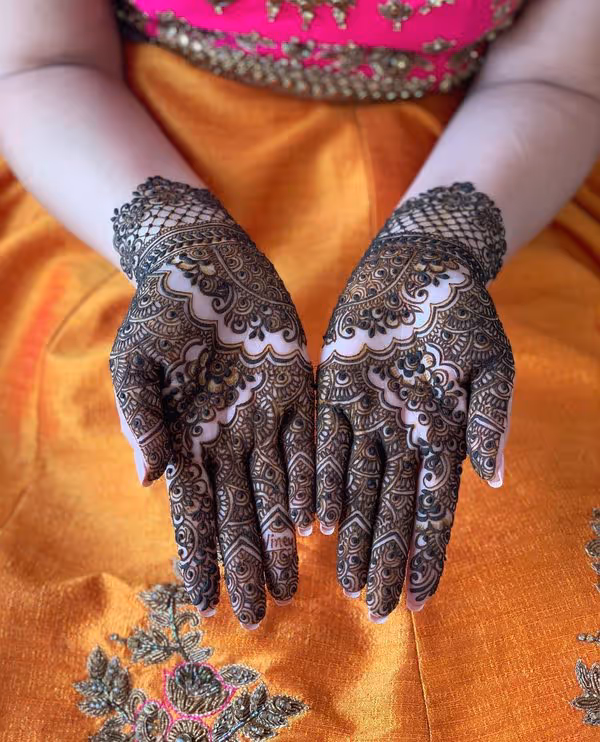 Gulf Ring Pattern mehndi design for full hand — charming henna pattern