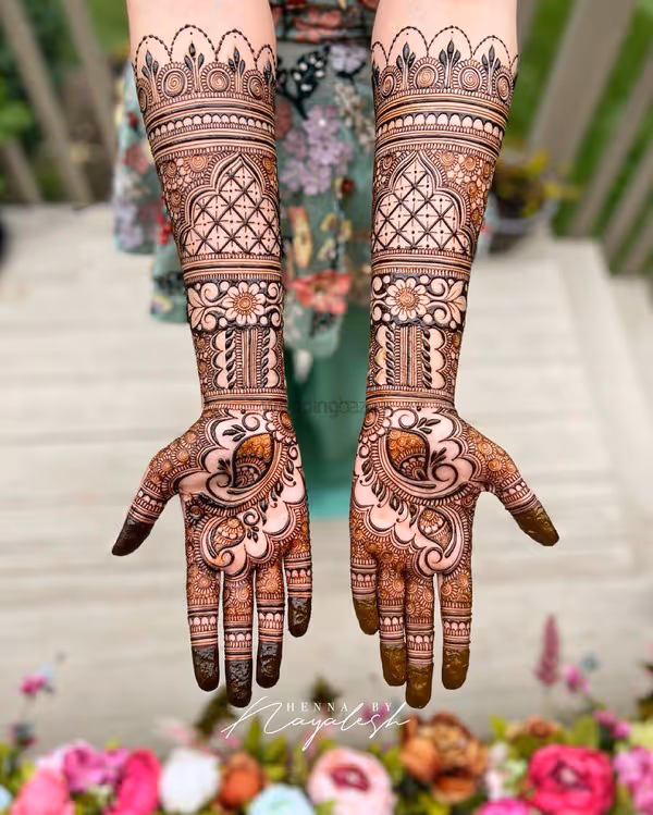 Minimal Ring Pattern mehndi design for back hand — striking henna pattern
