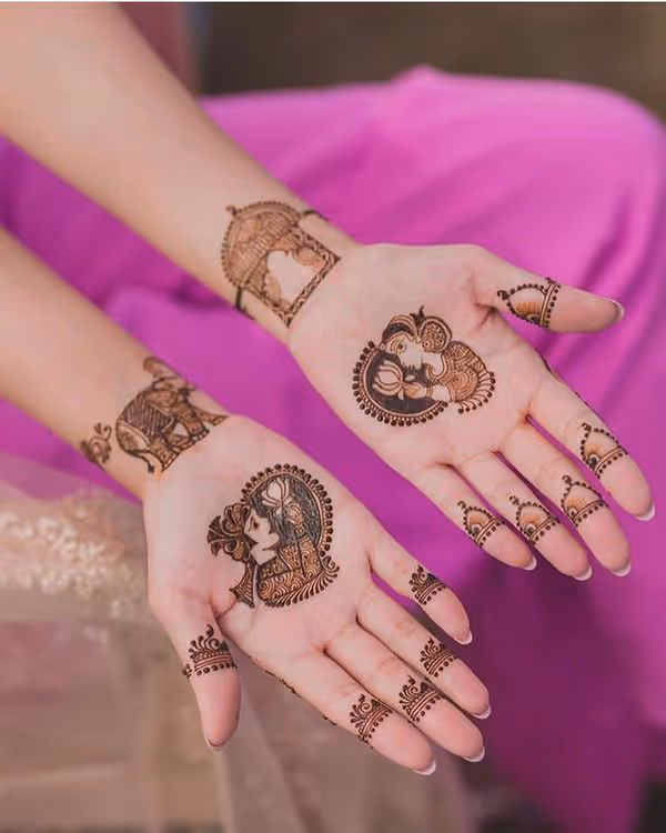 Full Hand Leaf Trail mehndi design for arm — detailed henna pattern