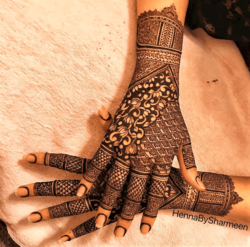 Front Hand Wave Pattern mehndi design for full hand — captivating henna pattern