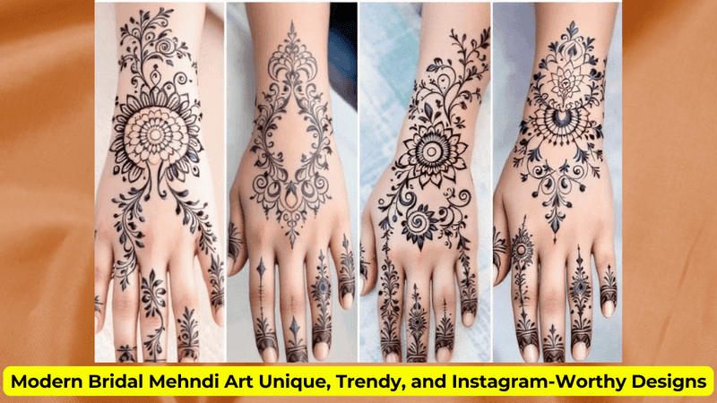 Indonesian Bell Garland mehndi design for back hand — elaborate henna pattern