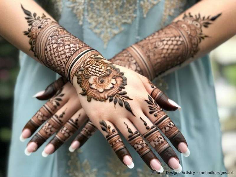 Turkish Ring Pattern mehndi design for front hand — graceful henna pattern