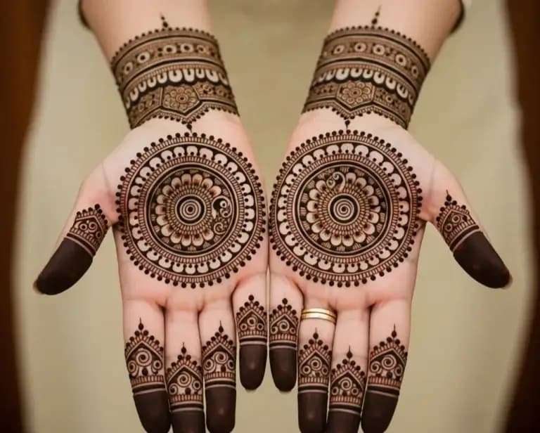 Indian Wave Pattern mehndi design for finger — delicate henna pattern