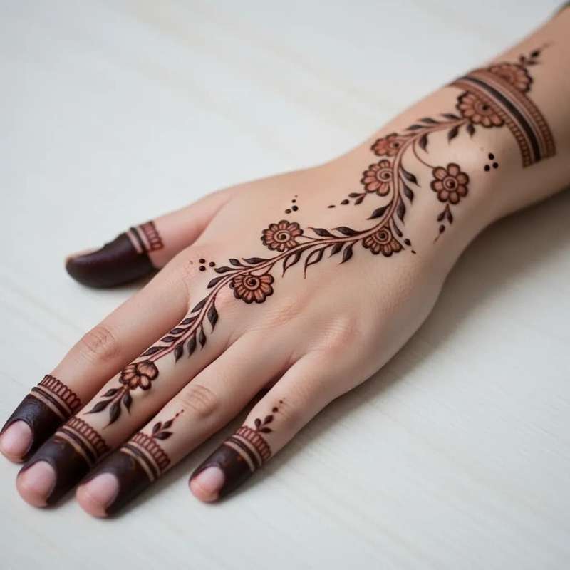 Eid Wave Pattern mehndi design for back hand — gorgeous henna pattern