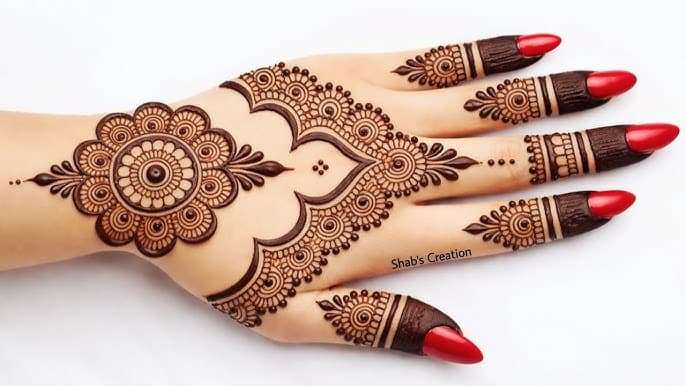 Eid Lotus Pattern mehndi design for arm — delicate henna pattern