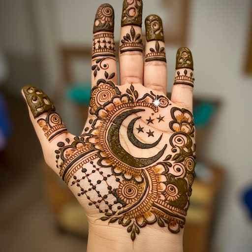 Geometric Net Pattern mehndi design for full hand — refined henna pattern