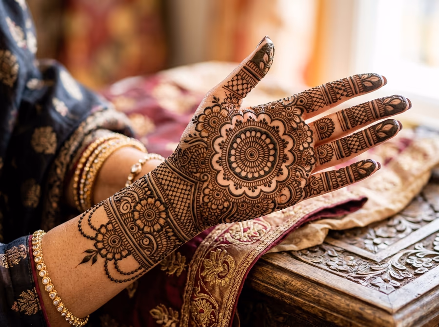 elegant full hand Asian mehndi design