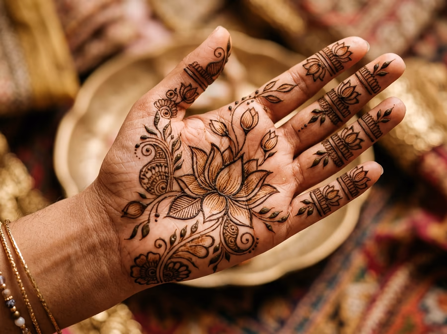 lotus inspired henna pattern