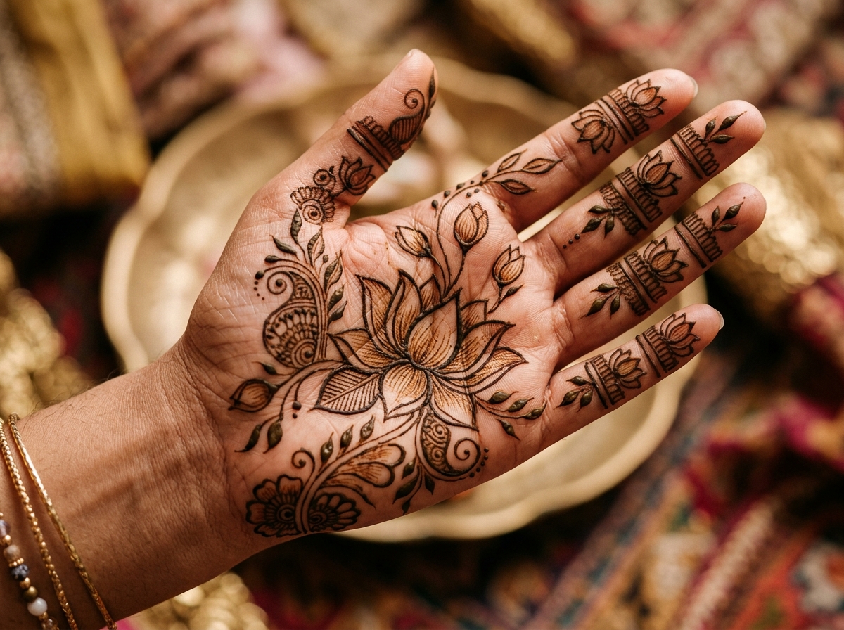 lotus inspired henna pattern