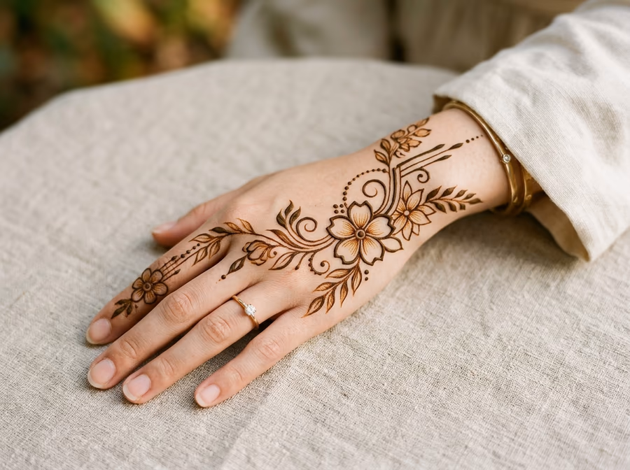 modern Asian fusion henna design