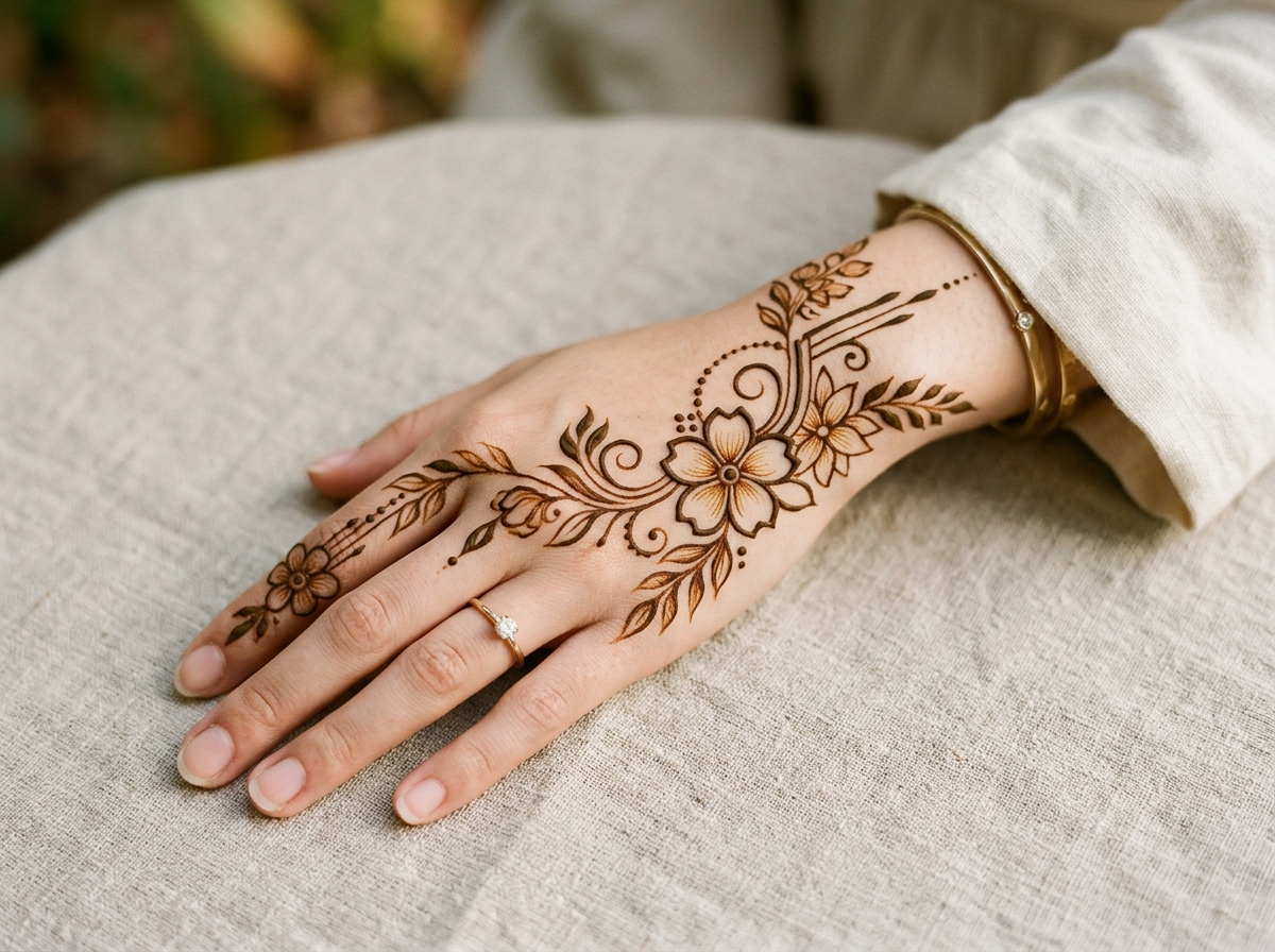 modern Asian fusion henna design