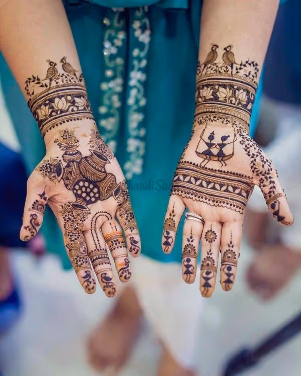 Bridal Wave Pattern mehndi design for arm — alluring henna pattern